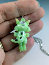 Load image into Gallery viewer, Jade Dragon Hand Sculpted Glass Pendant