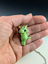 Load image into Gallery viewer, Jade Dragon Hand Sculpted Glass Pendant